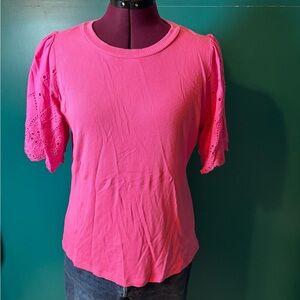 Hailey & Co Pink Ruffled Blouse with Puff Sleeves